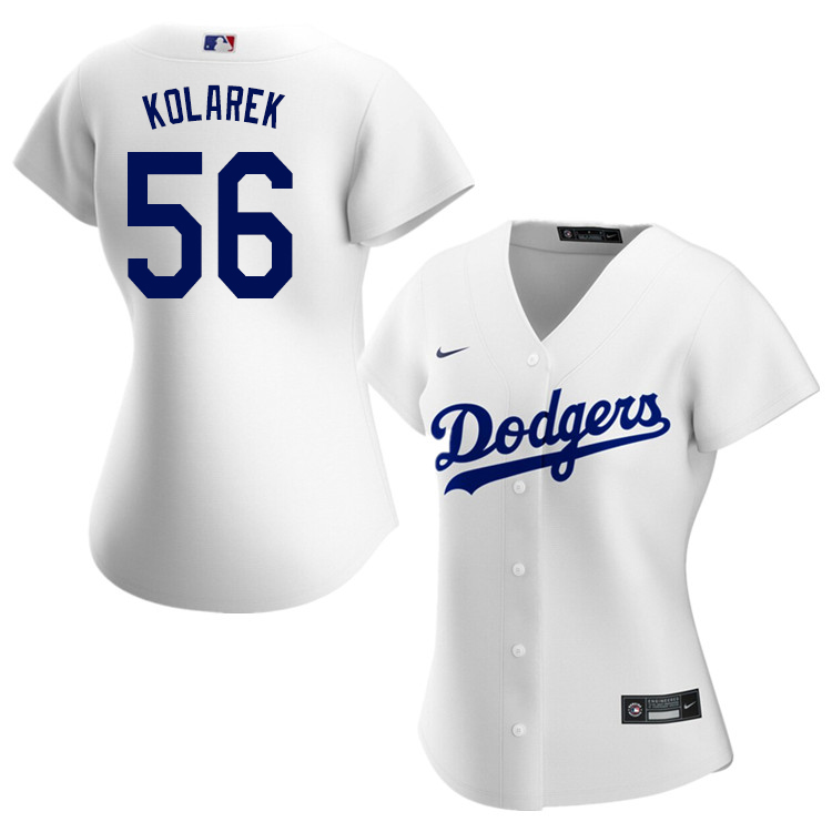 Nike Women #56 Adam Kolarek Los Angeles Dodgers Baseball Jerseys Sale-White